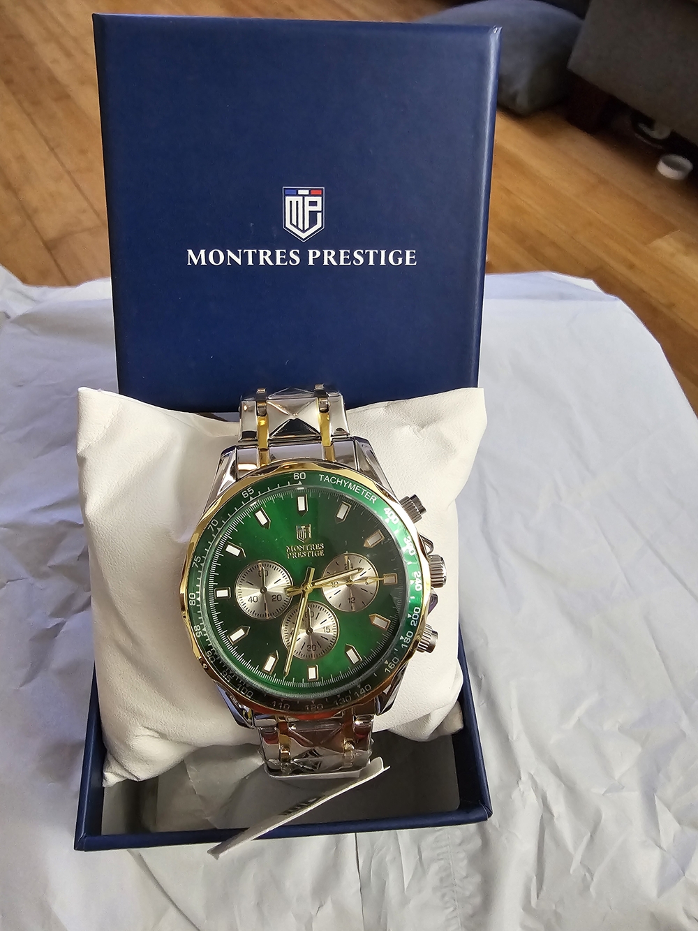 Men's Green Dial Stainless Steel Chronograph Watch